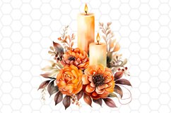 Fall Watercolor Candles Clipart Autumn Sublimation
