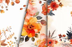 Watercolor Fall Flowers Digital Paper Bundle Product Image 6