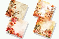 Watercolor Fall Flowers Digital Paper Bundle Product Image 2