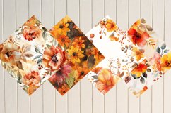Watercolor Fall Flowers Digital Paper Bundle Product Image 3
