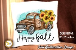 Fall Watercolor Hand Drawn Truck with Sunflowers Product Image 3