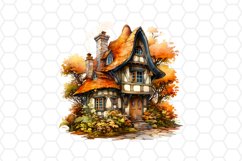 Fall Watercolor House Cliparts