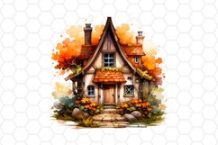 Fall Watercolor House Cliparts
