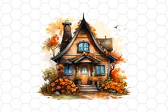 Fall Watercolor House Cliparts