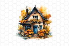 Fall Watercolor House Cliparts