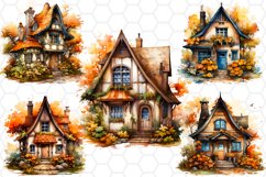 Fall Watercolor House Cliparts