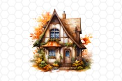 Fall Watercolor House Cliparts