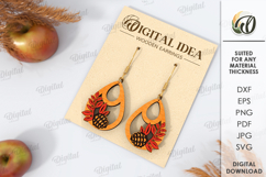 Fall Wooden Earrings Laser Cut. Fall Earrings SVG Product Image 1