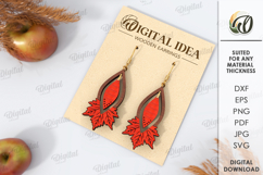 Fall Wooden Earrings Laser Cut. Fall Earrings SVG Product Image 1