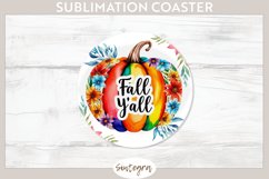 Fall Y&#039;all Pumpkin v1 Round Coaster Sublimation Product Image 1
