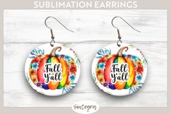 Fall Y'all Pumpkin v1 Round Earrings Sublimation Product Image 1