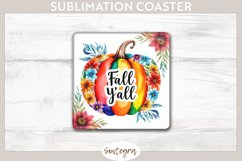 Fall Y&#039;all Pumpkin v1 Square Coaster Sublimation Product Image 1