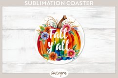 Fall Y&#039;all Pumpkin v2 Round Coaster Sublimation Product Image 1