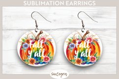 Fall Y'all Pumpkin v2 Round Earrings Sublimation Product Image 1