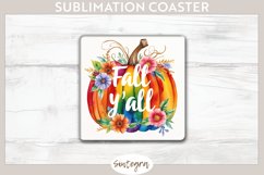 Fall Y&#039;all Pumpkin v2 Square Coaster Sublimation Product Image 1