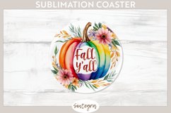 Fall Y&#039;all Pumpkin v4 Round Coaster Sublimation Product Image 1