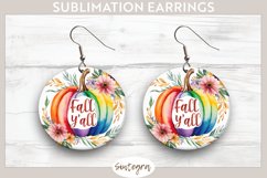 Fall Y&#039;all Pumpkin v4 Round Earrings Sublimation Product Image 1