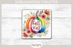 Fall Y&#039;all Pumpkin v4 Square Coaster Sublimation Product Image 1