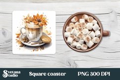 Fall flower hot coffee square coaster design
