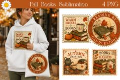 Cozy Book Stamps | Fall Reading Sublimation Product Image 1