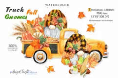 Gnome Fall Truck png autumn pumpkins gonks truck clipart Product Image 1