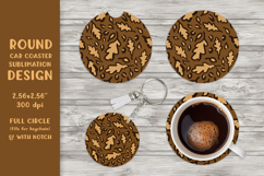 Fall leopard car coaster sublimation. Round design PNG 001 Product Image 1