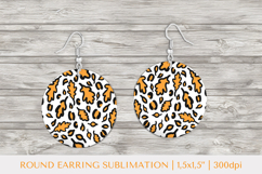 Fall leaves earring sublimation. Leopard round earrings 007 Product Image 1