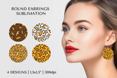 Fall leaves earring sublimation. Leopard round earrings 020 Product Image 1