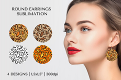 Fall leaves earring sublimation. Leopard round earrings 021 Product Image 1