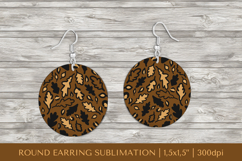 Fall leaves earring sublimation. Leopard round earrings 022 Product Image 1