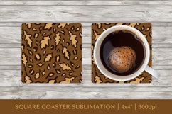 Fall leopard square coaster sublimation. Autumn coaster 01 Product Image 1