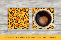 Fall leopard square coaster sublimation. Autumn coaster 15 Product Image 1