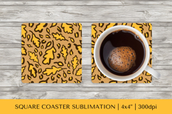 Fall leopard square coaster sublimation. Autumn coaster 16 Product Image 1