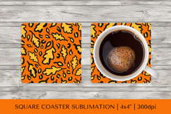 Fall leopard square coaster sublimation. Autumn coaster 17 Product Image 1