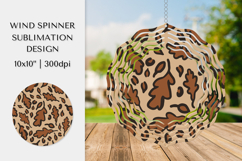 Fall Leopard Spinner Sublimation. Autumn Leaves Design 010 Product Image 1