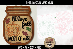 We Love Fall Most Of All Door Hanger | Mason Jar Laser SVG Product Image 2