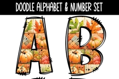 Fall Patchwork Doodle Alphabet and Numbers |PNG Files Product Image 5