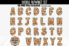 Fall Patchwork Doodle Alphabet and Numbers |PNG Files Product Image 2