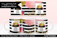 Fall Sublimation Wrap for 15oz mugs with florals and stripes