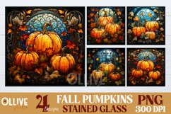 Fall Pumpkins Stained Glass Sublimation PNG Bundle Product Image 1