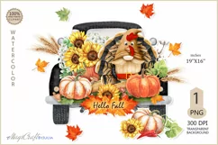 Fall Truck png |Thanksgiving Day truck |Turkey Gnome PNG Product Image 1