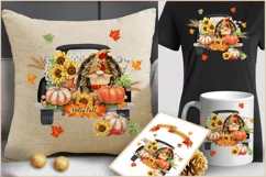 Fall Truck png |Thanksgiving Day truck |Turkey Gnome PNG Product Image 4