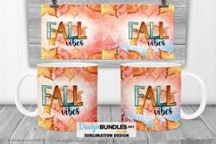 Fall Vibes Sublimation Mug Wrap PNG | Fall Leaves Autumn Product Image 1