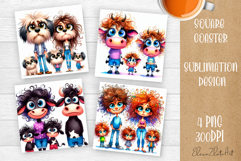 Funny sarcastic animal family Coaster Sublimation Design Product Image 1