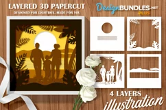 3D Papercut Family, Father, Mother and Child Template Product Image 1