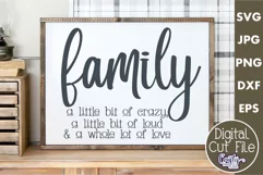 Family A Little Bit Crazy Quote Farmhouse Home Sign Svg Product Image 1