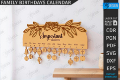Family Birthday Calendar Laser Cut Bundle|Perpetual Calendar Product Image 11