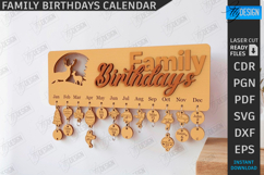 Family Birthday Calendar Laser Cut|Wall Perpetual Calendar Product Image 1