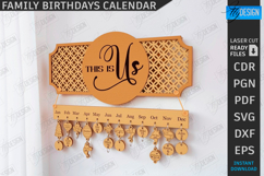 Family Birthday Calendar Laser Cut|Wall Perpetual Calendar Product Image 1