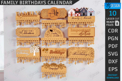 Family Birthday Calendar Laser Cut Bundle|Perpetual Calendar Product Image 1